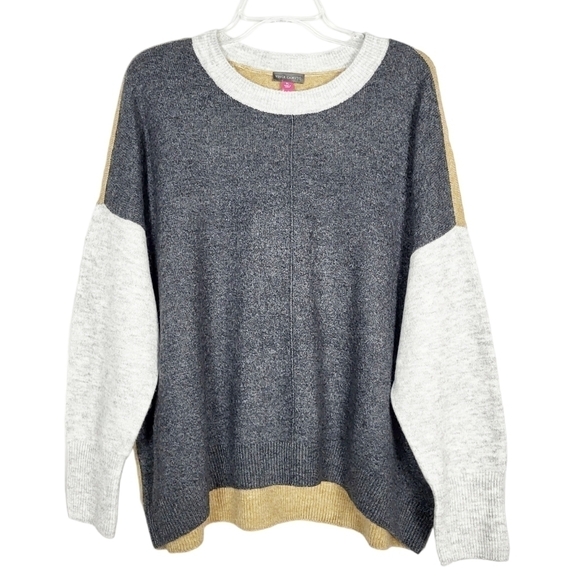 VINCE CAMUTO Extended Shoulder Crew Neck Color Block Long Sleeve Cozy NWT - Picture 1 of 5